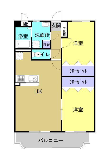 ユーミー久城(2LDK/3階)の間取り写真
