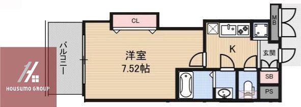 LUXE天神橋(1K/14階)の間取り写真