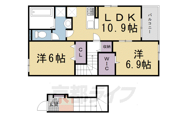 グレイス木津川 I(2LDK/2階)の間取り写真
