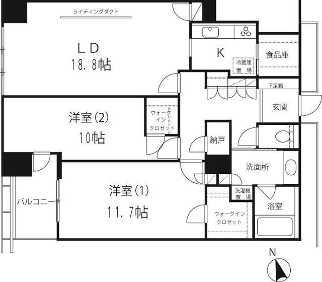 六本木ヒルズレジデンス(2LDK/33階)の間取り写真