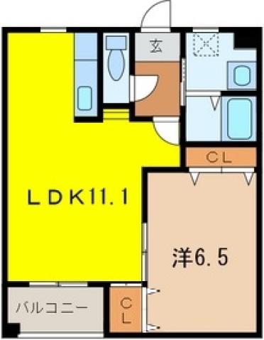 ピュアクレセント(1LDK/1階)の間取り写真