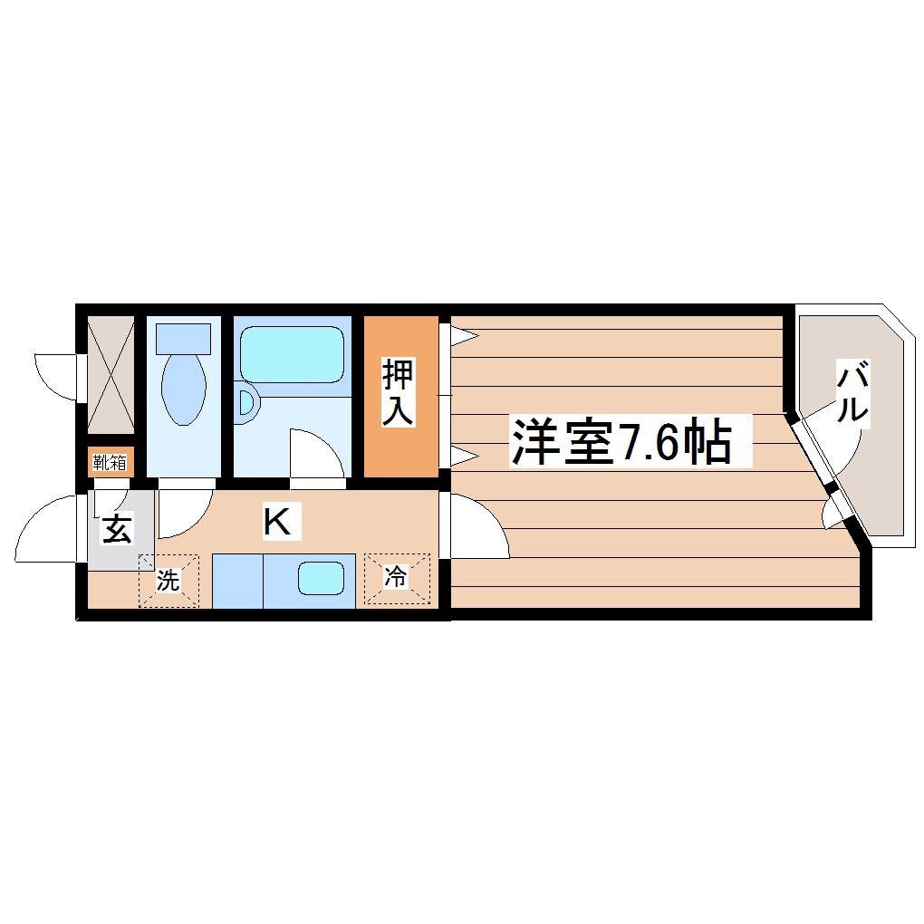 ベルソーレ長町南(1K/1階)の間取り写真
