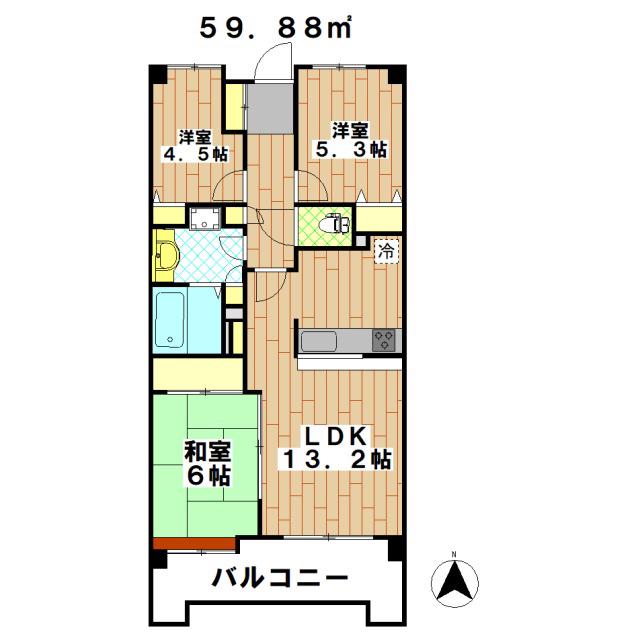 板橋城北公園ローヤルコーポ(3LDK/2階)の間取り写真