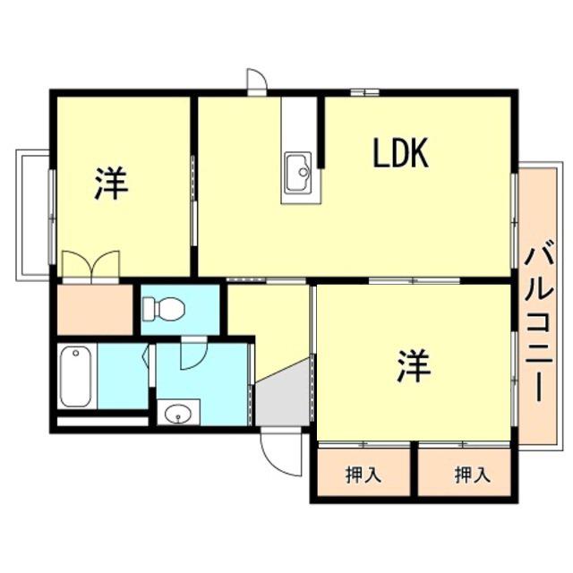 バリュージュ西島A棟(2LDK/1階)の間取り写真