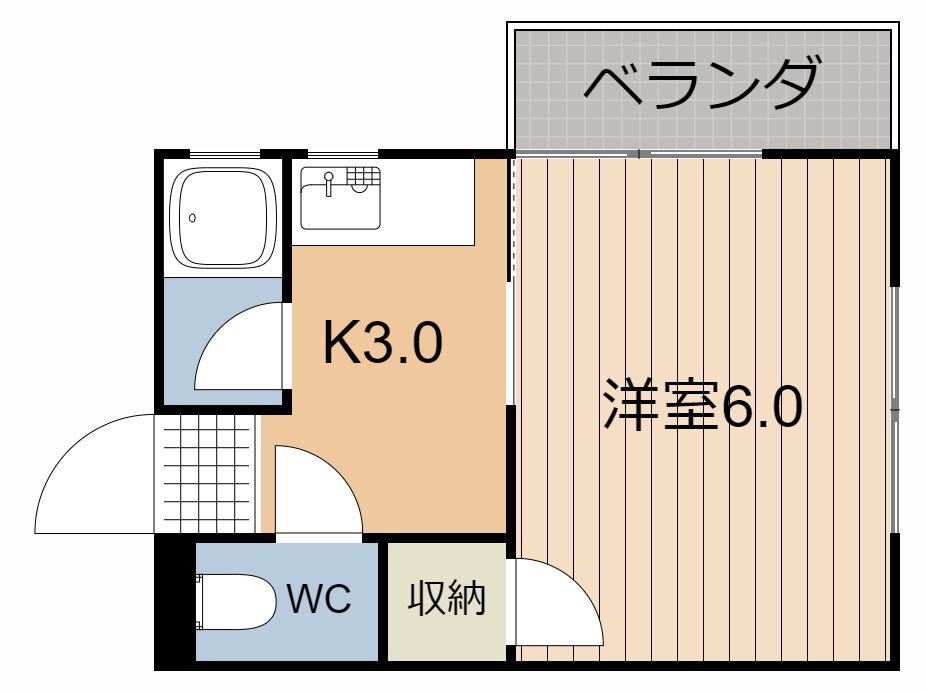 パーソンハウス(1K/2階)の間取り写真