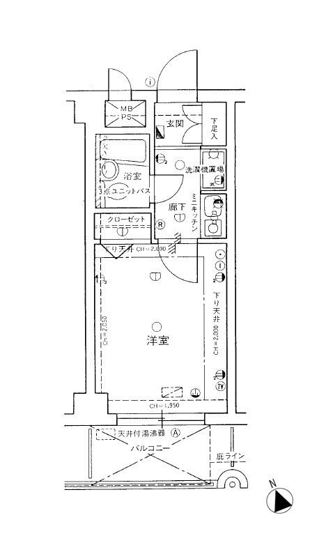 アーバンヒルズマンション日吉(1K/4階)の間取り写真