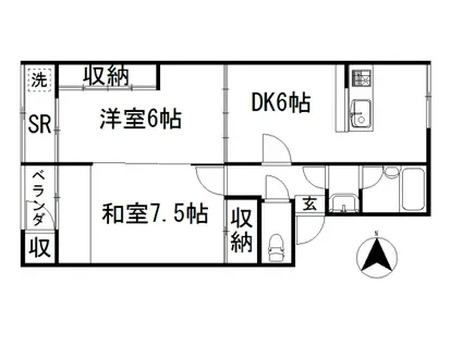 リボンハウス(2DK/1階)の間取り写真