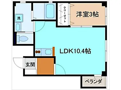 イースト21若宮(1LDK/2階)の間取り写真