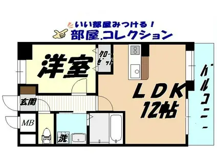 J-スクエア(1LDK/9階)の間取り写真