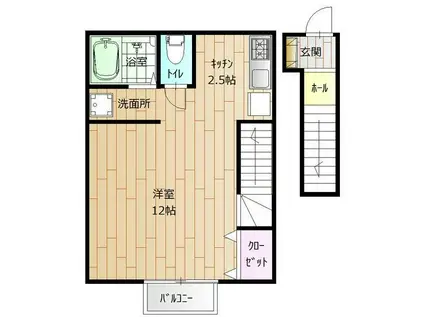 REVEII(ワンルーム/2階)の間取り写真