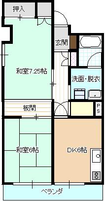 内藤マンション(2DK/2階)の間取り写真