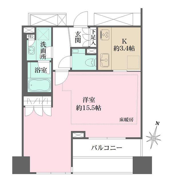 パークハウス平河町(1K/6階)の間取り写真