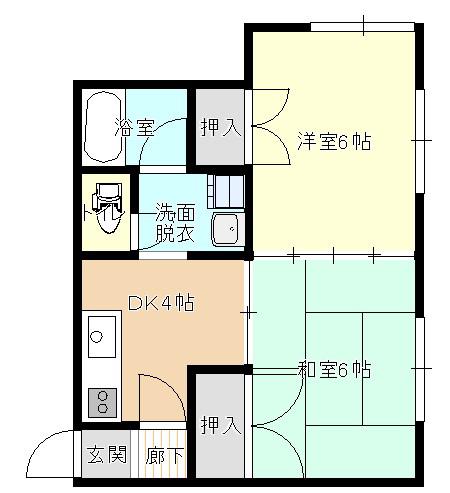コーポ若松(2DK/2階)の間取り写真