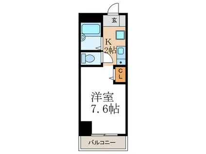 ウナ・ローザ長岡(1K/2階)の間取り写真