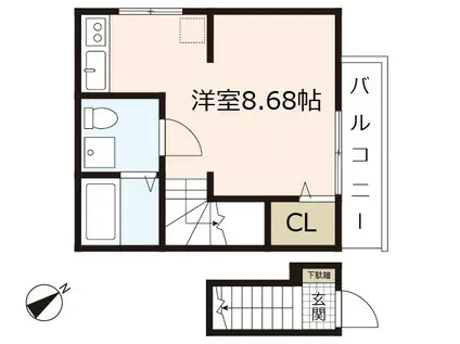 ソフィスコート八幡(ワンルーム/2階)の間取り写真