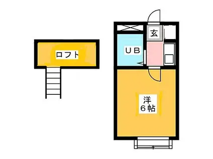 コスモハイツ泉(1K/2階)の間取り写真