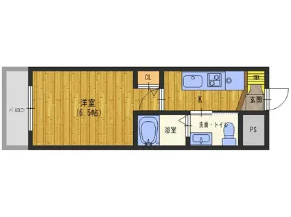 ヴィスタ武庫(1K/3階)の間取り写真