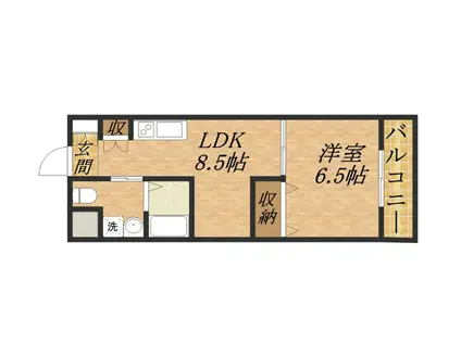 ユートピア三田(1DK/3階)の間取り写真
