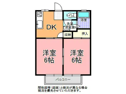 サンシティ元吉田A・B棟(2DK/2階)の間取り写真