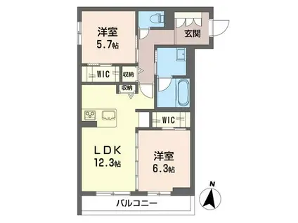 シャーメゾン グランメール(2LDK/2階)の間取り写真