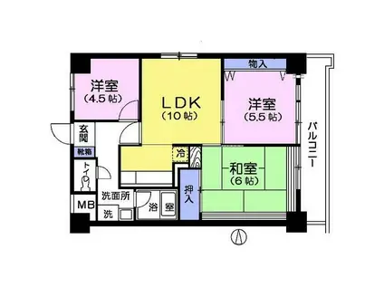 ルミエール片山(3LDK/6階)の間取り写真
