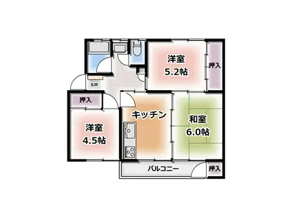 新栄荘(3DK/1階)の間取り写真