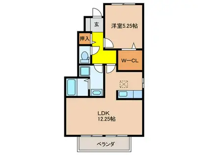 セピアコートA棟(1LDK/1階)の間取り写真