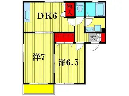 アトリエ鎌倉(2DK/1階)の間取り写真