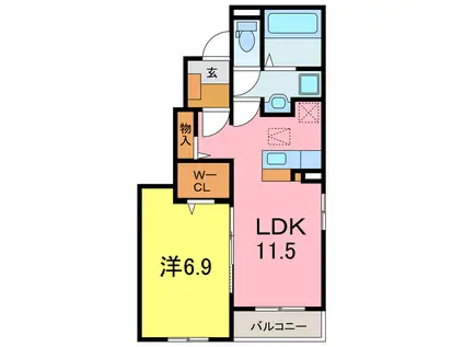 愛知環状鉄道 三河上郷駅 徒歩10分 2階建 築1年(1LDK/1階)の間取り写真