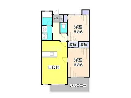 タートルクレインふじみ野II(2LDK/3階)の間取り写真