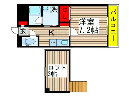 ディアコート勝田台(1K/2階)の間取り写真