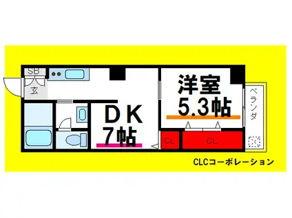 動坂ハイツ(1DK/5階)の間取り写真