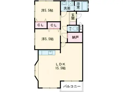 ソレイユアパートII(2LDK/1階)の間取り写真