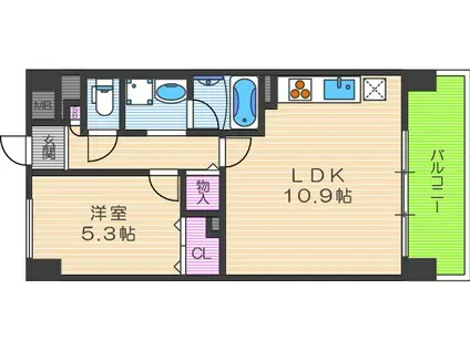 海老江サンライズ(1LDK/1階)の間取り写真