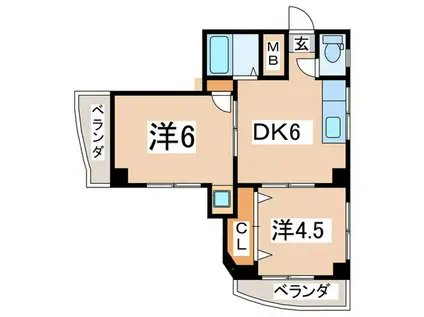 メゾン浦賀(2DK/3階)の間取り写真