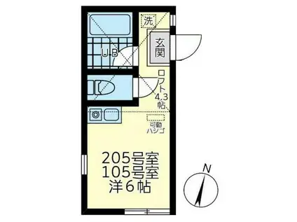 ユナイト市場キューピット(ワンルーム/2階)の間取り写真