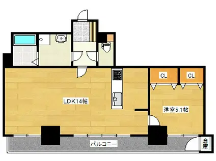 東峰マンション二日市II(1LDK/13階)の間取り写真