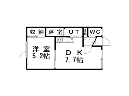 グリーンハウス(1DK/1階)の間取り写真