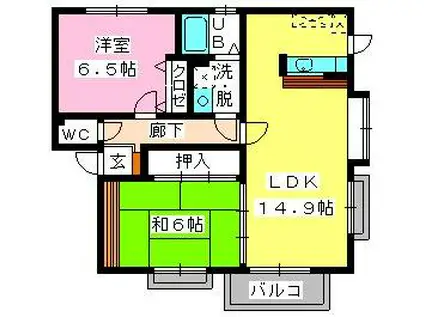 クレール松井(2LDK/1階)の間取り写真