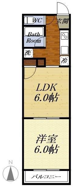 パステルグリーン(1LDK/1階)の間取り写真