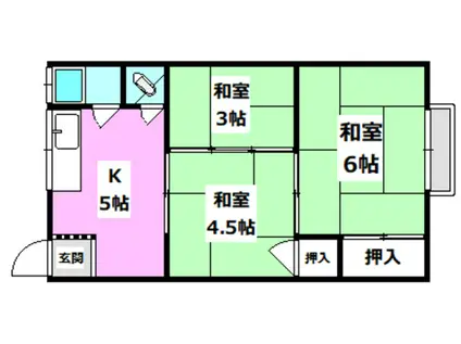 東太田第三文化(3K/2階)の間取り写真