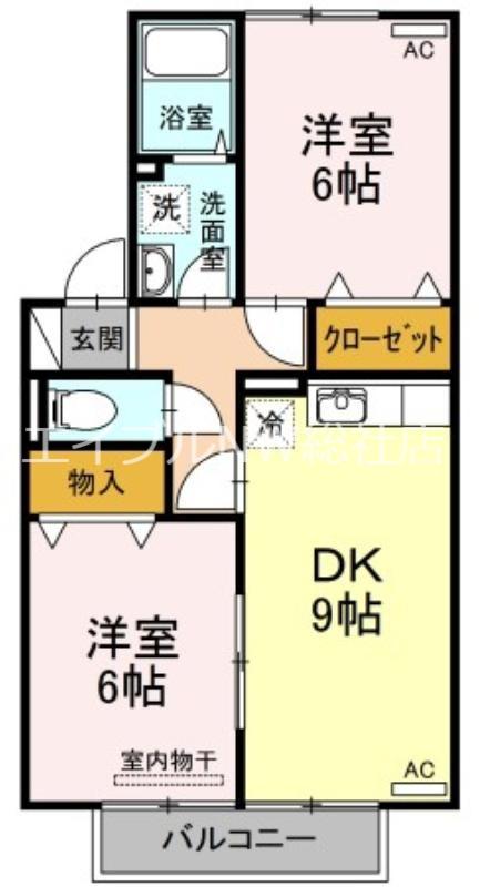 ECO-レジデンスモア C棟(2DK/2階)の間取り写真