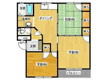 ハイムTAKAHASHI(3DK/1階)の間取り写真