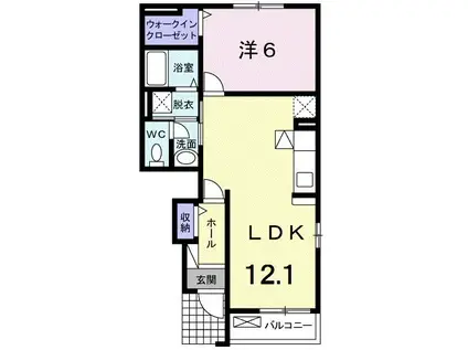 フェリシア・ガーデン(1LDK/1階)の間取り写真