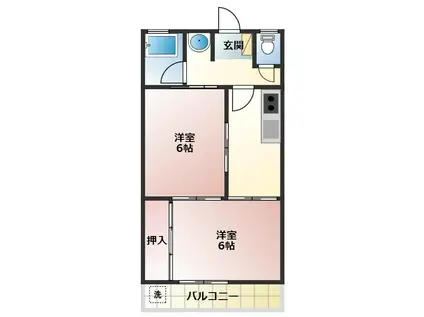 牛川グリーンハイツ(2DK/2階)の間取り写真