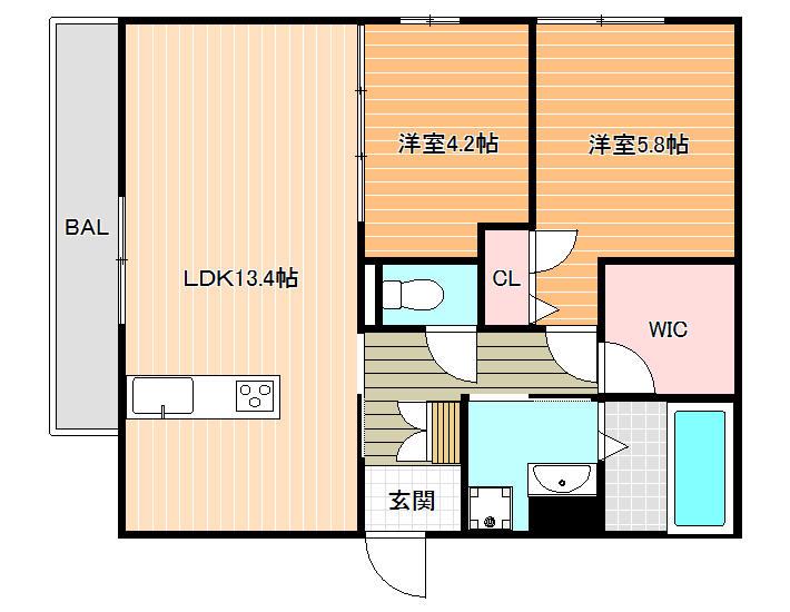 コルヌコピア(2LDK/3階)の間取り写真
