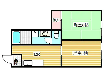 ルシエール平野C棟(2DK/2階)の間取り写真