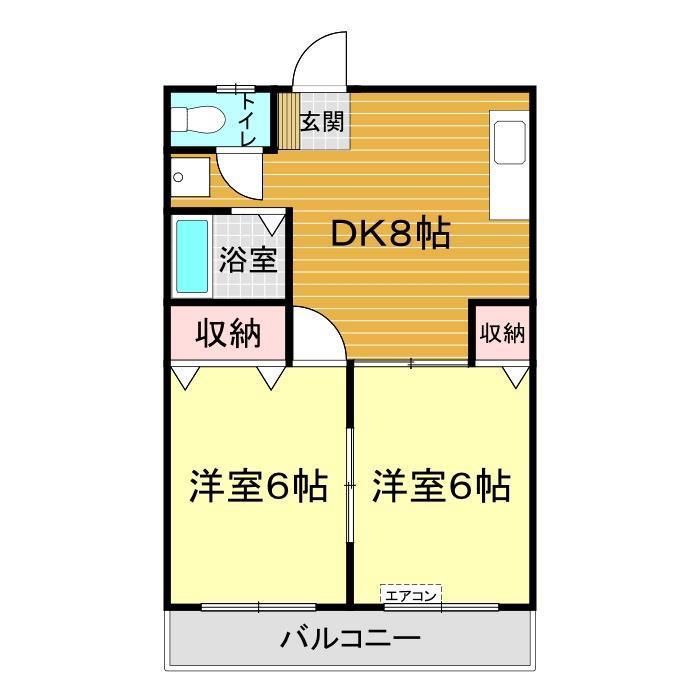 ニューフラワーハイツ(2DK/3階)の間取り写真