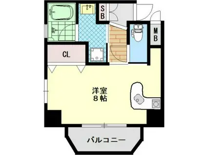 クレイドル上町II(ワンルーム/5階)の間取り写真