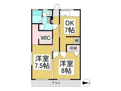 ハイツみやうら1(2DK/1階)の間取り写真